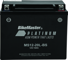 Load image into Gallery viewer, BikeMaster AGM Battery - MS12-20L-BS