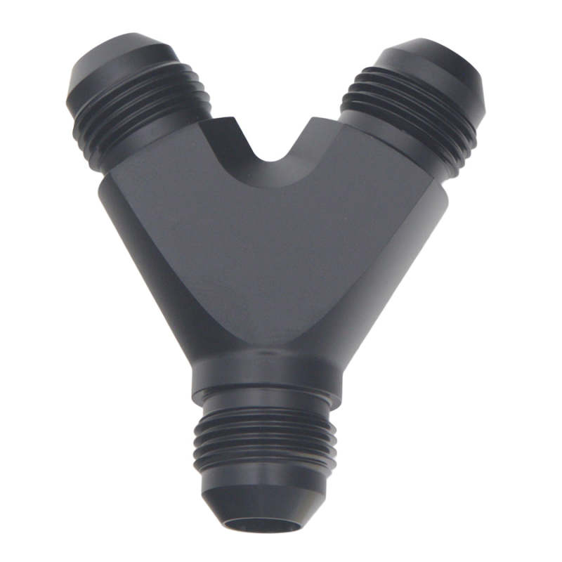 DeatschWerks 8AN Male Flare to 8AN Male Flare to 8AN Male Flare Y Fitting - Anodized Matte Black