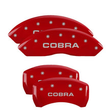 Load image into Gallery viewer, MGP 4 Caliper Covers Engraved Front &amp; Rear Cobra Red finish silver ch