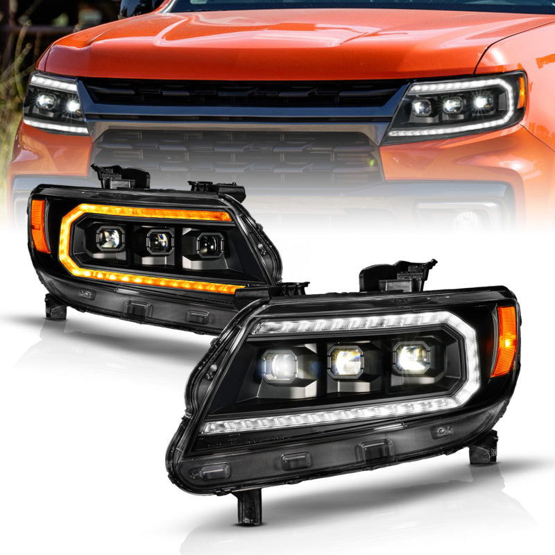 Anzo Projector Headlights Colorado 15-22 Chevy - Black Housing LED DRL