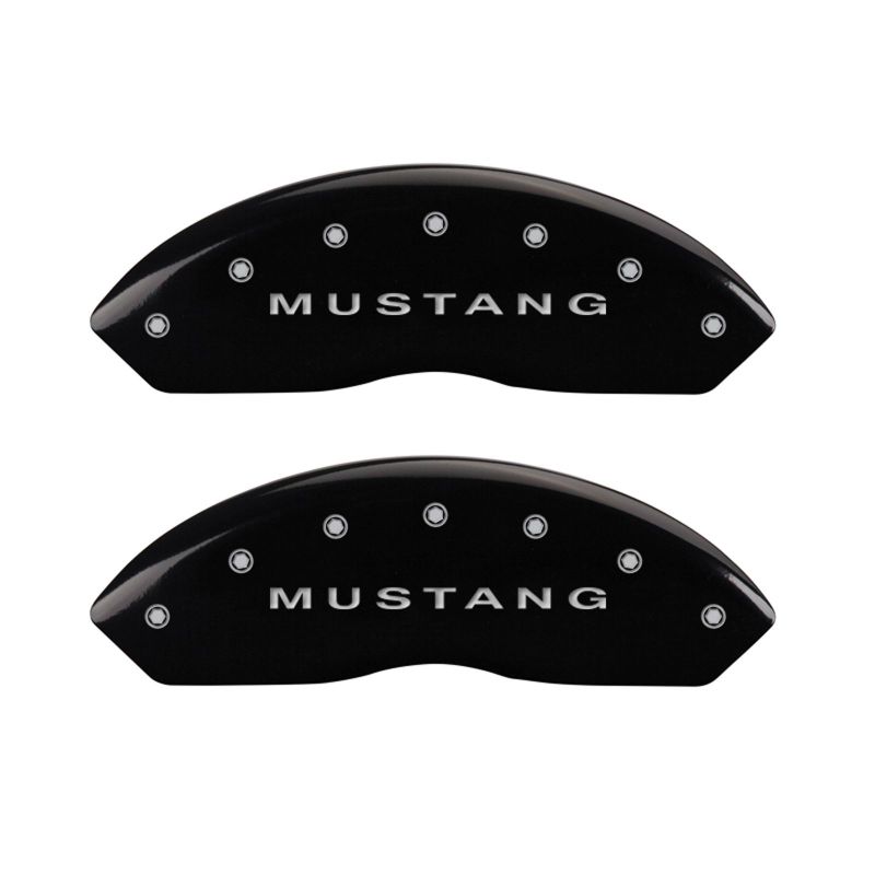 MGP 4 Caliper Covers Engraved Front Mustang Engraved Rear S197/GT Black finish silver ch