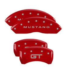 Load image into Gallery viewer, MGP 4 Caliper Covers Engraved Front Mustang Engraved Rear S197/GT Red finish silver ch