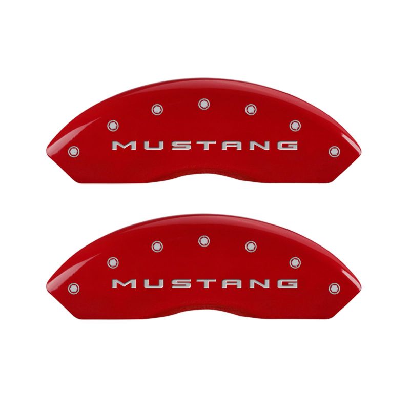 MGP 4 Caliper Covers Engraved Front 2015/Mustang Engraved Rear 2015/Bar & Pony Red finish silver ch