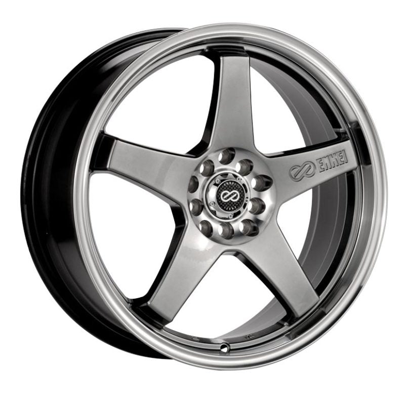 Enkei EV5 17x7 4x100/108 45mm Offset 72.6 Bolt Diameter Hyper Black w/ Machined Lip Wheel