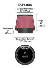 Load image into Gallery viewer, K&amp;N Universal Clamp-On Air Filter 6in FLG / 7-1/2in B / 5in T / 6in H