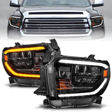 Load image into Gallery viewer, ANZO 14-21 Toyota Tundra (OE Halogen w/LED DRL) LED Crystal Headlights w/ Switchback &amp; DRL - Blk