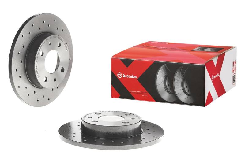 Brembo 08-13 Volvo C30/06-13 C70/04-11 S40/05-11 V50 Rear Premium Xtra Cross Drilled UV Coated Rotor