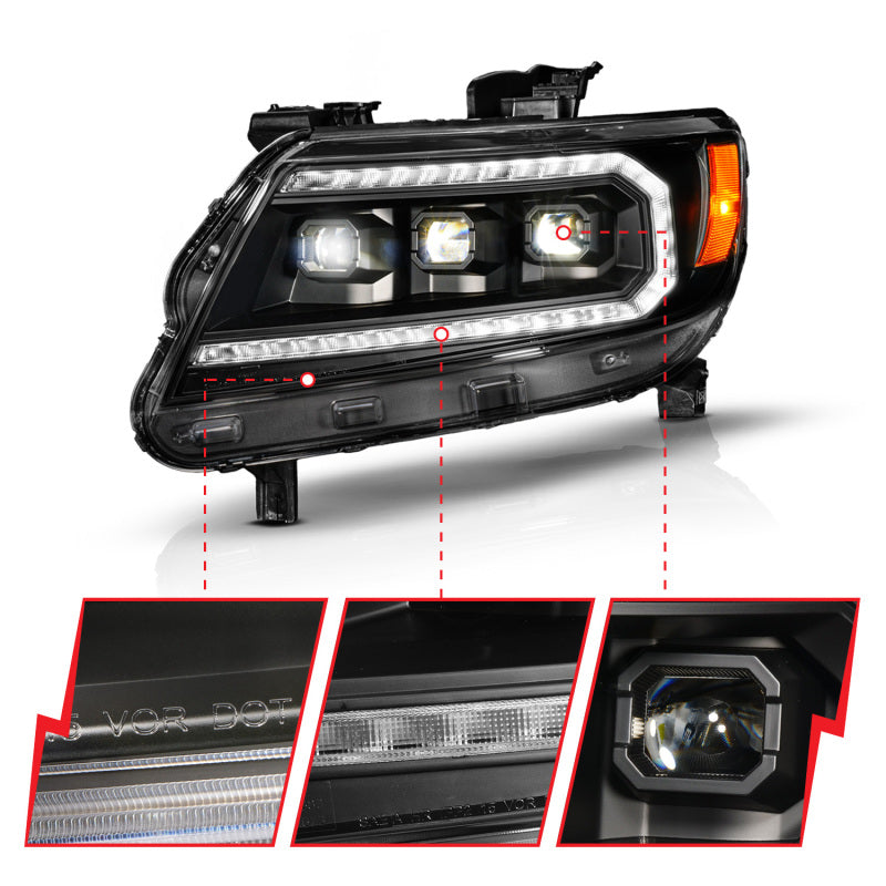 Anzo Projector Headlights Colorado 15-22 Chevy - Black Housing LED DRL