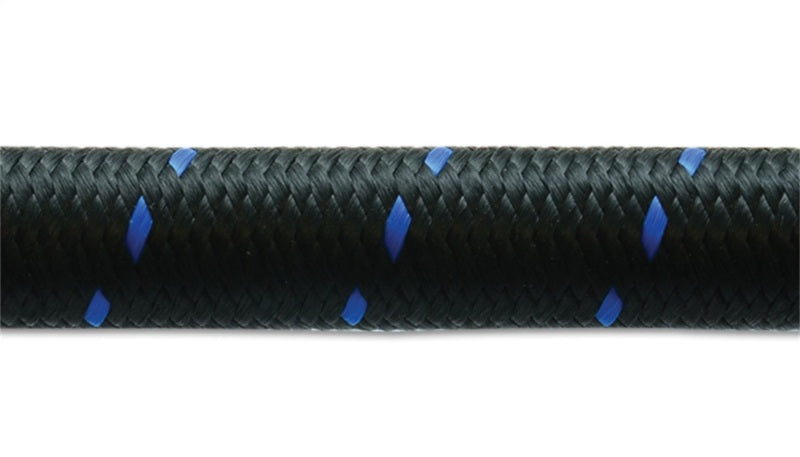 Vibrant -8 AN Two-Tone Black/Blue Nylon Braided Flex Hose (5 foot roll)