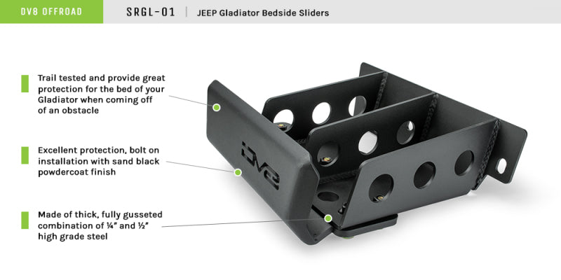 DV8 Offroad 2019+ Jeep Gladiator Bedside Sliders