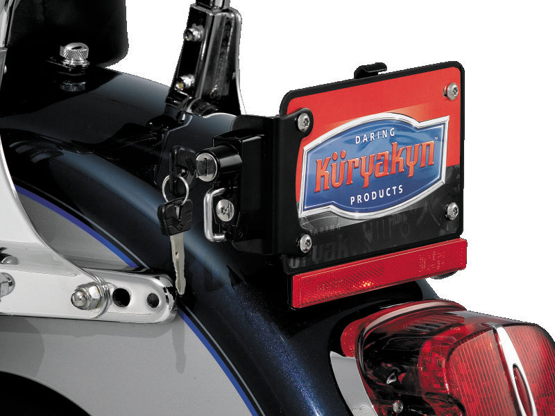 Kuryakyn License Plate Helmet Lock With Mount Black