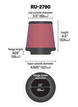 Load image into Gallery viewer, K&amp;N Filter Universal Rubber Filter 3 1/2 inch Flange 4 5/8 inch Base 3 1/2 inch Top 4 1/2 inch Heigh