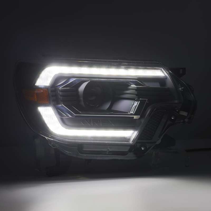 AlphaRex 12-15 Toyota Tacoma LUXX LED Projector Headlights Plank Style Alpha Black w/DRL