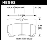 Hawk Lexus 06-07 GS300/ 06-08 IS250 HPS Street Rear Brake Pads