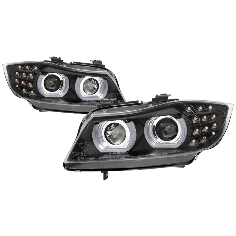 Spyder 09-12 BMW E90 3-Series 4DR HID w/ AFS Only - LED Turn - Black - PRO-YD-BMWE9009-AFSHID-BK