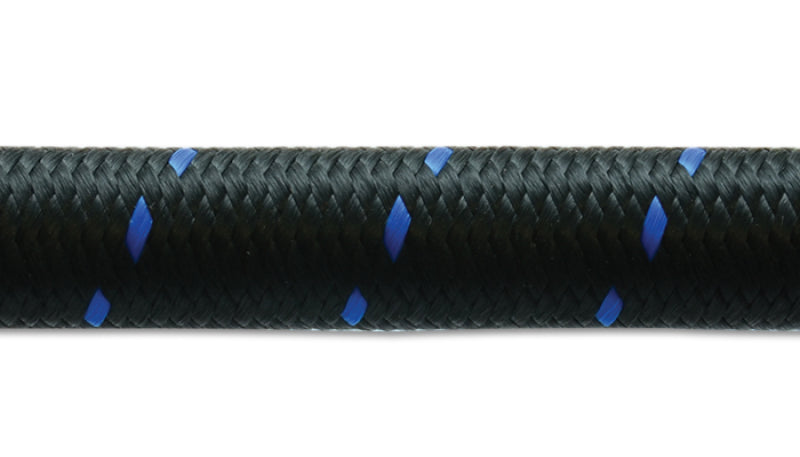 Vibrant -6 AN Two-Tone Black/Blue Nylon Braided Flex Hose (10 foot roll)