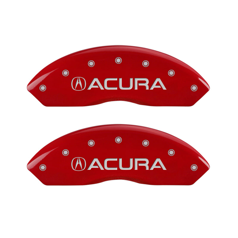 MGP 4 Caliper Covers Engraved Front Acura Engraved Rear TLX Red finish silver ch