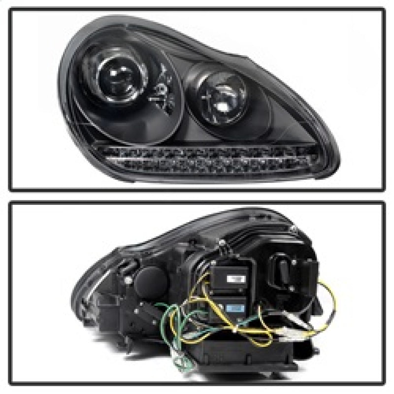 Spyder LED Headlights - Projector Xenon/HID DRL for 03-06 Porsche Cayenne (Black)