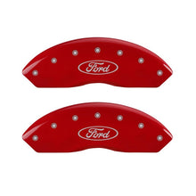 Load image into Gallery viewer, MGP Front set 2 Caliper Covers Engraved Front Oval logo/Ford Red finish silver ch