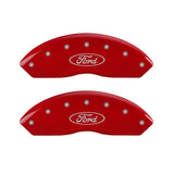 MGP Front set 2 Caliper Covers Engraved Front Oval logo/Ford Red finish silver ch