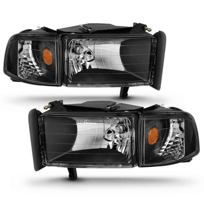 ANZO 1994-2001 Dodge Ram Crystal Headlights Black