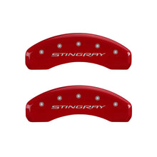 Load image into Gallery viewer, MGP 4 Caliper Covers Engraved Front &amp; Rear Stingray Red finish silver ch