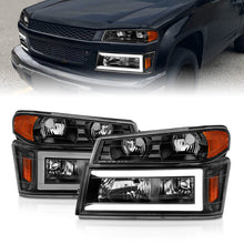 Load image into Gallery viewer, ANZO 04-12 GM Colorado/Canyon/I-Series Crystal Headlights - w/ Light Bar Black Housing 4pcs