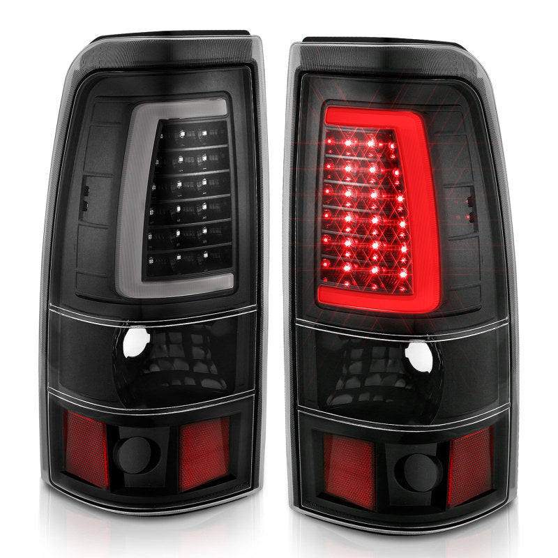 ANZO 1999-2002 Chevy Silverado 1500 LED Taillights Plank Style Black w/Clear Lens