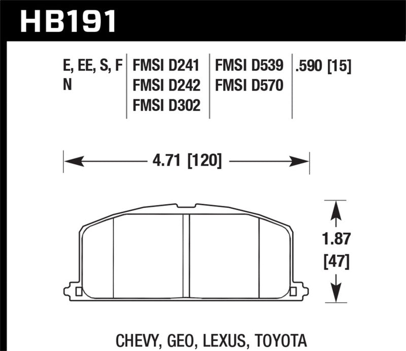 Hawk 1985 Chevrolet Nova Front ER-1 Brake Pads