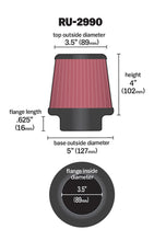 Load image into Gallery viewer, K&amp;N Filter Universal Rubber Filter 3 1/2 inch Flange 5 inch Base 3 1/2 inch Top 4 inch Height