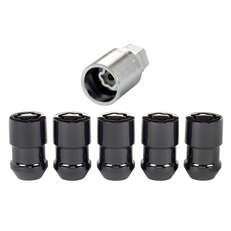 McGard Wheel Lock Nut Set - 5pk. (Cone Seat) 1/2-20 / 3/4 &13/16 Dual Hex / 1.46in. Length - Black