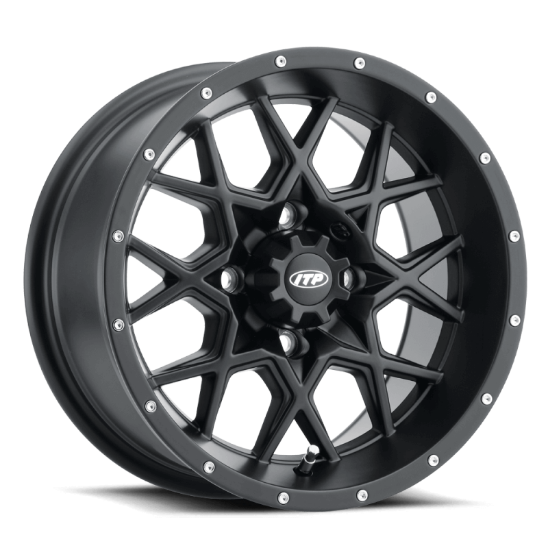 ITP Hurricane 12x7 / 4x110 BP / 5+2 Offset Matte Black Wheel