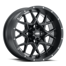 Load image into Gallery viewer, ITP Hurricane 12x7 / 4x110 BP / 5+2 Offset Matte Black Wheel