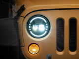 Raxiom 97-18 Jeep Wrangler TJ/JK Axial 7-Inch LED Headlights w/ DRL- Black Housing (Clear Lens)