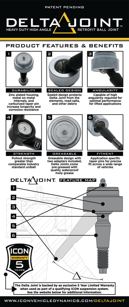 ICON 2005+ Toyota Tacoma Billet Upper Control Arm Delta Joint Kit