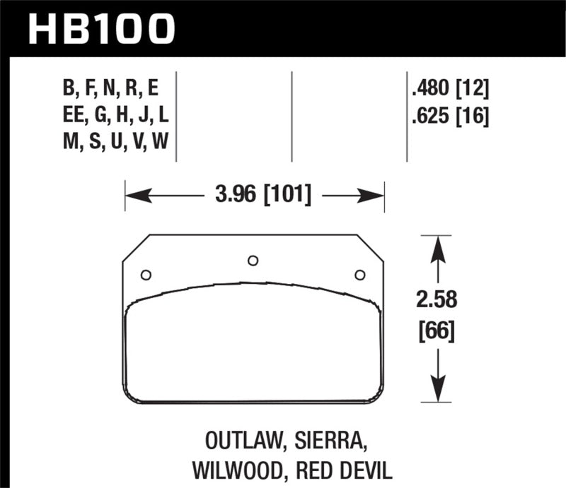 Hawk Wilwood DL / Sierra / Outlaw Dynalite Calipers Black Brake Pads